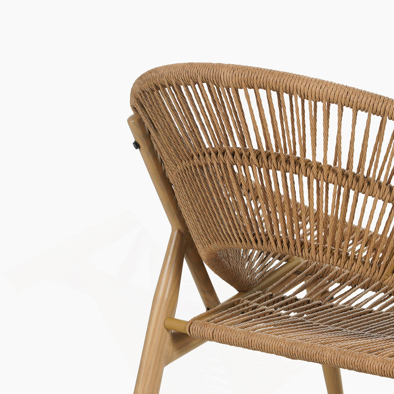 Chaise longue d'extérieur en osier brun pâle avec coussin beige, ensemble de 1, 1, Beige, Brun clair