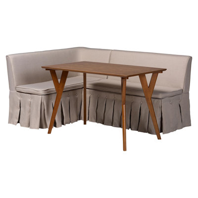 Ensemble de coin repas rembourré en tissu 3 pièces Baxton Studio Reginald