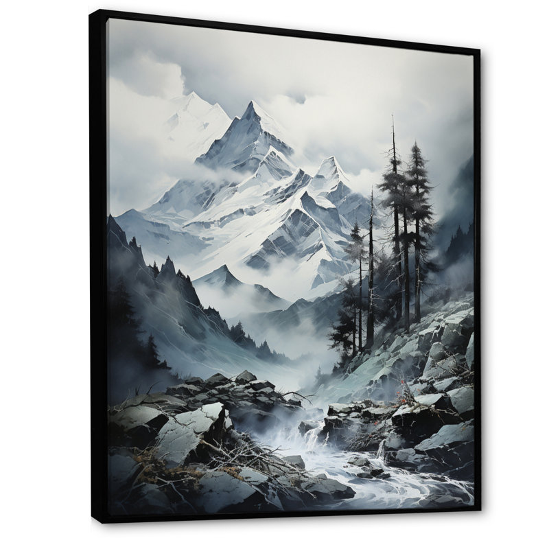 Batichon Canada, majestueux pics sur toile, H 20 po x l 12 po x P 1 po, Cadre flottant noir