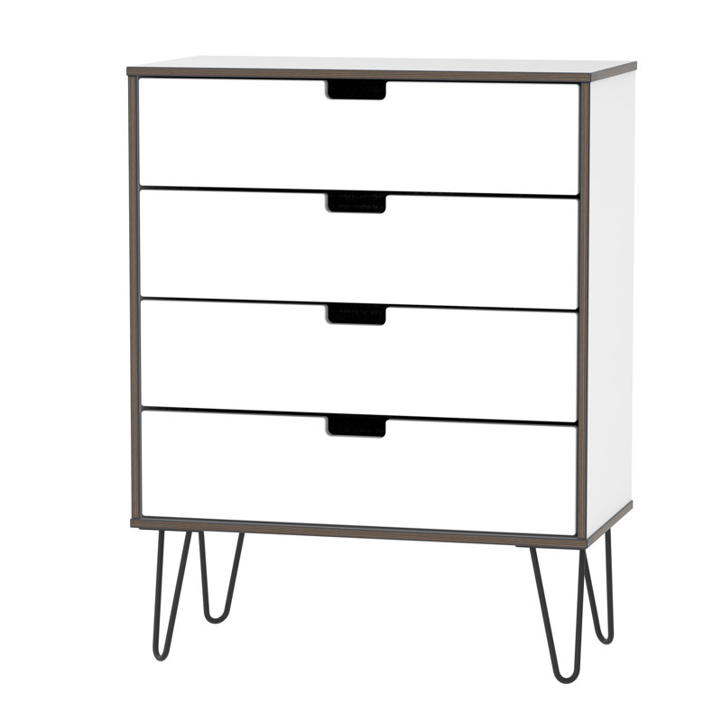 Fully Assembled Fairbury 4 Drawer Chest, White Gloss
