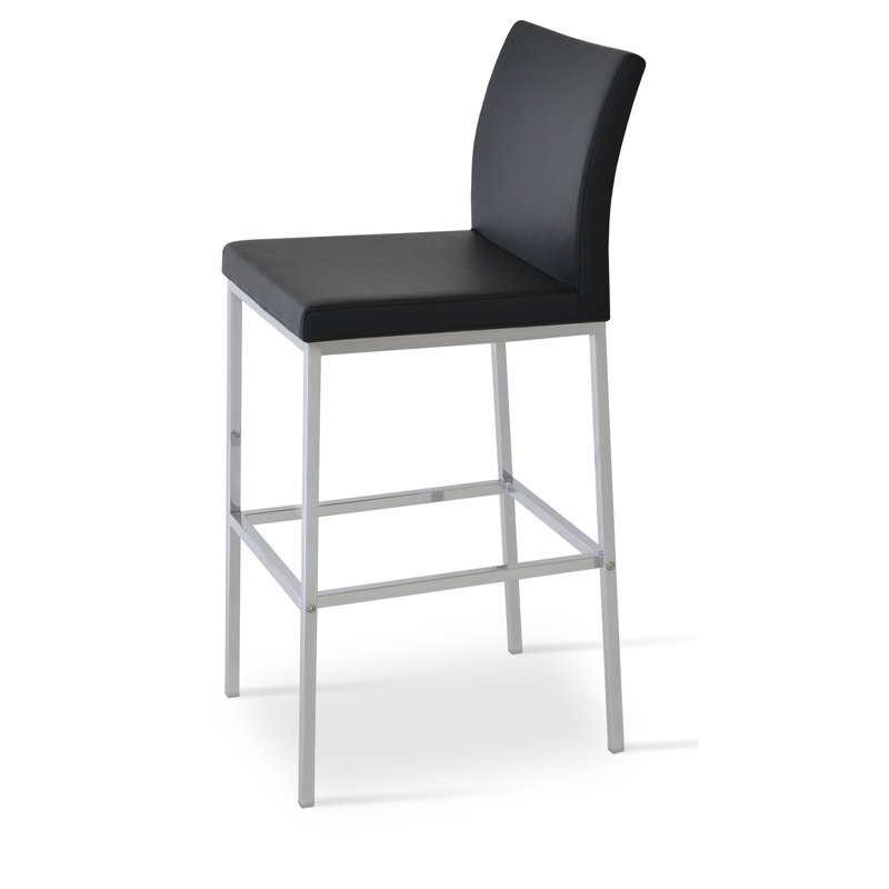 Aria Metal Bar and Counter Stool, Black Faux Leather, Counter Stool (24" Seat Height)