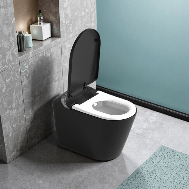 Toilette intelligente en porcelaine avec bidet, ouverture / fermeture automatique, capteur de pied, siège chauffant et sécheuse