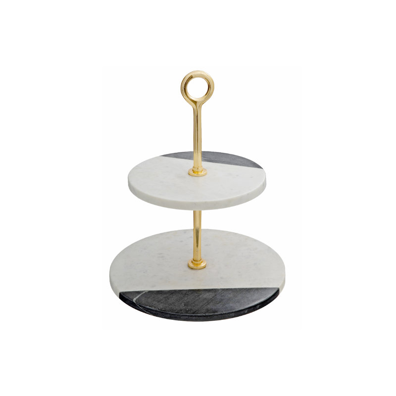 Marble 2 Tier Cake Stand, White Black