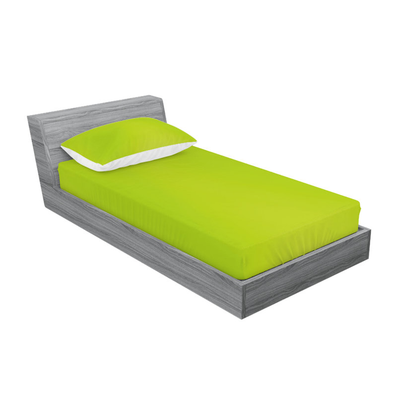 Drap-housse et coussin décoratif vert lime Ambesonne, Ensemble de draps pour lit simple + 3 pièces supp