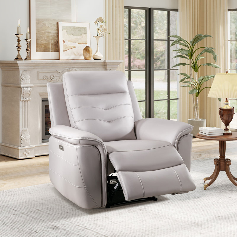 Fauteuil inclinable électrique en cuir vegan 39,4 po Alteo, Similicuir gris pâle