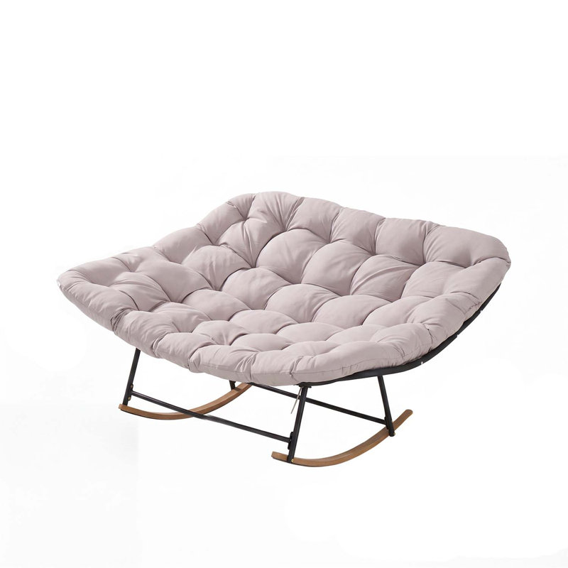 Outdoor Double Rocking Chair Patio Rocker Chair, Light Grey