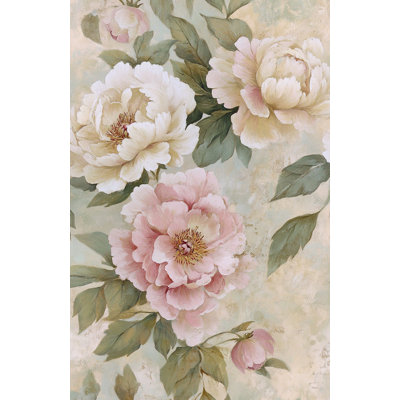 Décoration murale maison de campagne murale rétro avec pivoines pelées et collées