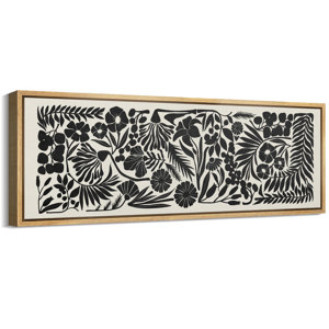 Abstract Botanical Monochrome Botanicals Black And White Floral Antique Retro Colorful Bedroom Large Wall Decor Framed Print