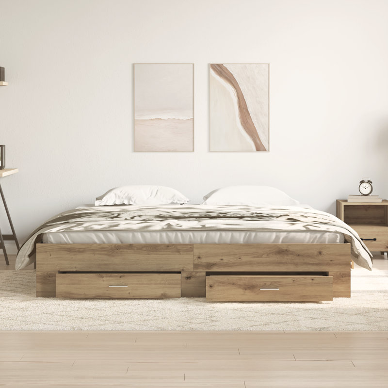 Bed Frame With Drawers Engineered Wood, Artisan Oak, Super King (6')