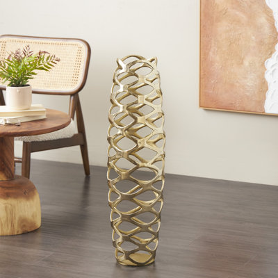 Grand vase géométrique en métal et aluminium Cole