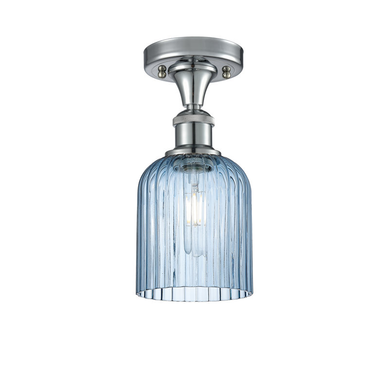 Ballston - Adriena - 1 Light 5" Semi-Flush Mount, Polished Chrome, Princess Blue