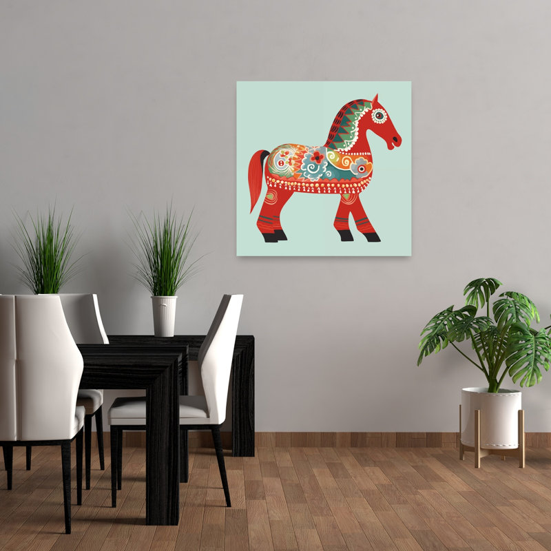 Impression d'art mural cheval suédois traditionnel dala, H 36 po x l 36 po