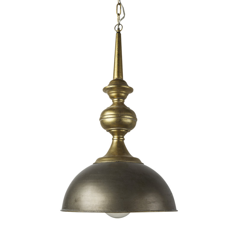 1 - Light Pendant, Silver/Antiqued Gold
