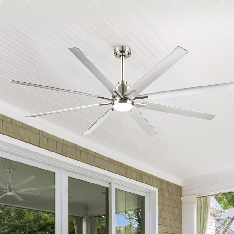 Smart 72" Integrated Led Ceiling Fan With Silver Blades In Brushed Nickel Finish