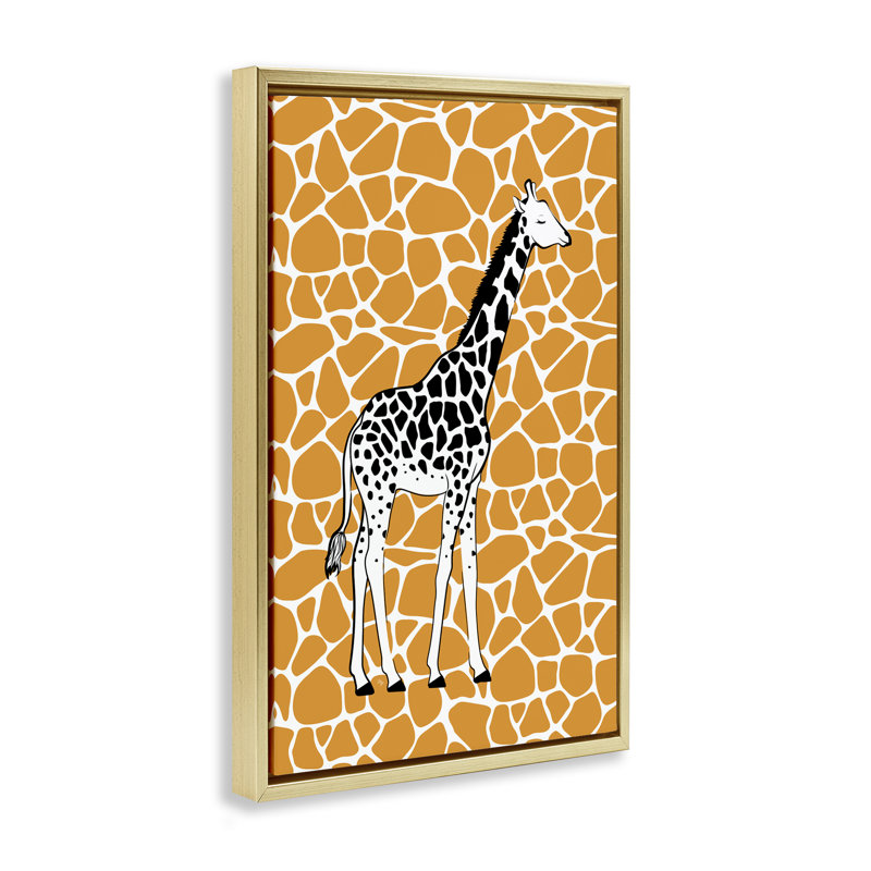 Toile flottante encadrée à motif de taches de girafe par Martina Pavlova, H 31 po x l 21 po, Cadre flottant métallique doré