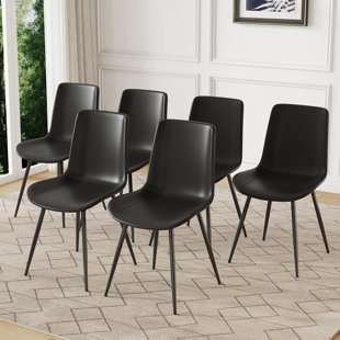 Modern Dining Chairs With Faux Leather Upholstery And Metal Legs