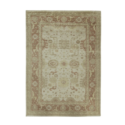 Tapis brun et ivoire de haute qualité noué à la main
