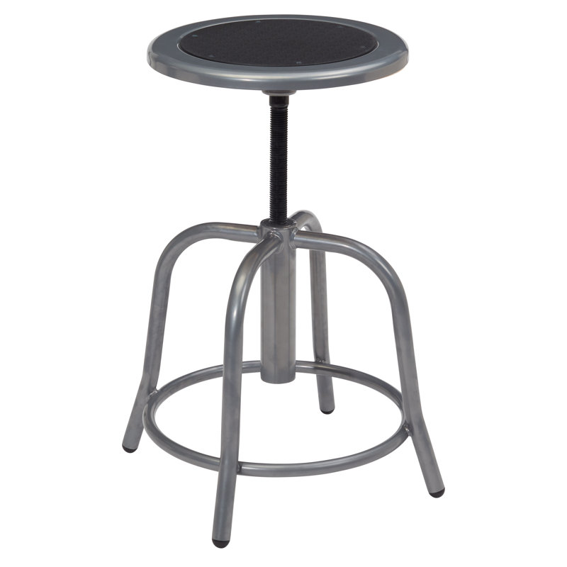 Adjustable Black Metal Swivel Stool with Footrest