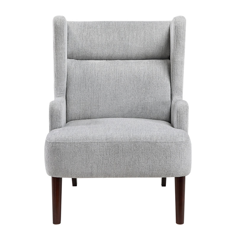Élégant fauteuil d'appoint à oreilles gris, matériau chenille, mobilier de salon moderne de base - avec et construction stable