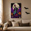 Toile squelette punk rocker jouant de la guitare bleu sarcelle sur toile d'Halloween-436368137