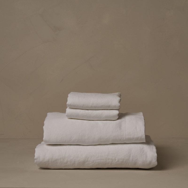 Classic Linen Sheet Set, White, Cal King Sheet Set with 2 Standard Pillowcases