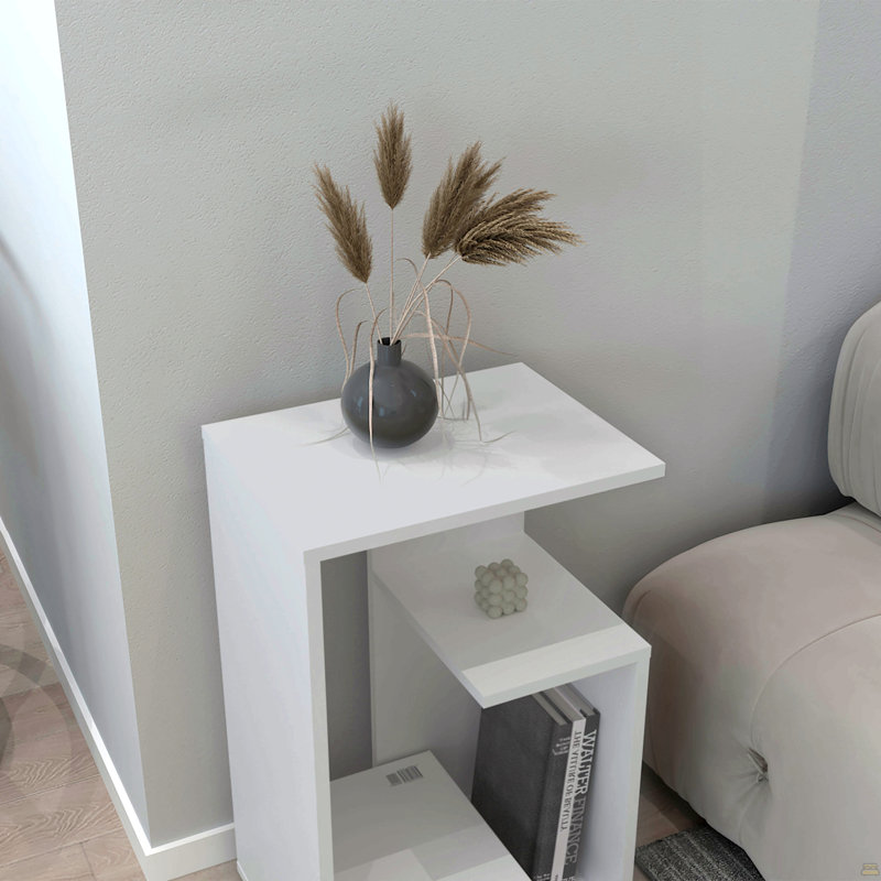 Table d'appoint H 25 po, 1 tablette, Blanc