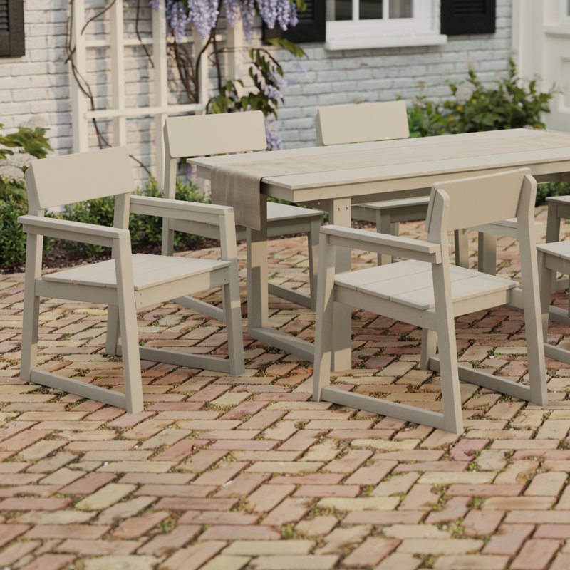 Chaise de salle à manger d'extérieur avec accoudoirs (ensemble de 2), Beige