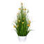 Cosmos jaune artificiel en pot et herbe verte.-902957900