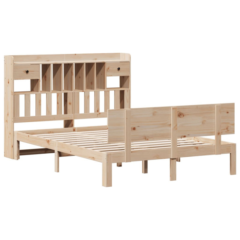Remerton Solid Wood Bed, Brown / White / Pink, 140 cm W x 200 cm L