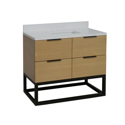 Chibuzor 42 " W Freestanding Standard 1 Single Vanity Bathroom Vanity With Engineered Stone Top