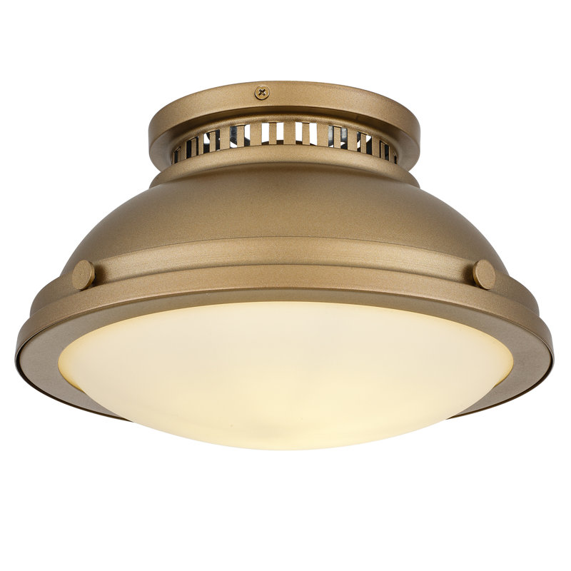 1-Light 11-in Polished Brass Flush Mount
