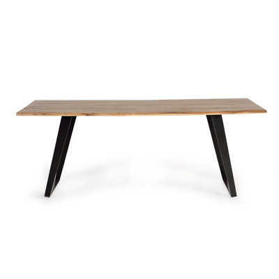 Highlawn Acacia Solid Wood Top Metal Base Dining Table