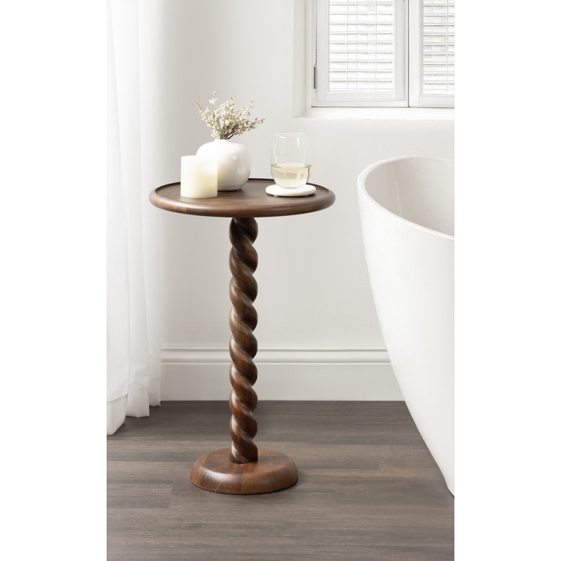 Willoughby Spiraled Mango Wood Round Side Table