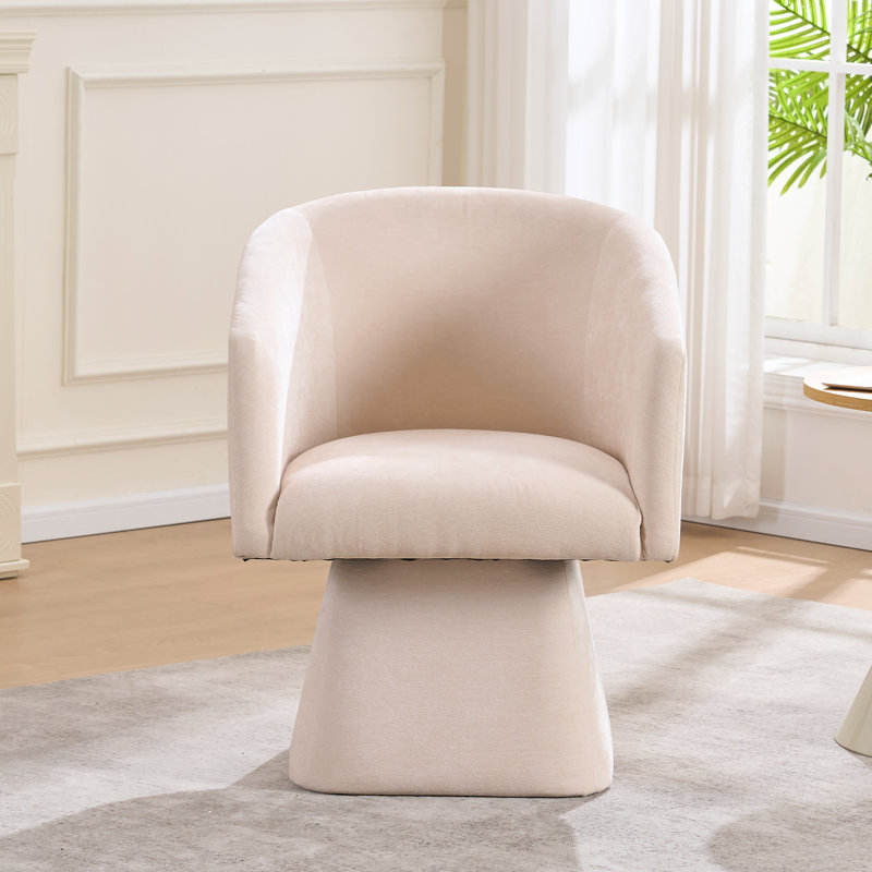 Modern Swivel Barrel Accent Chair with Plush Upholstery, Beige