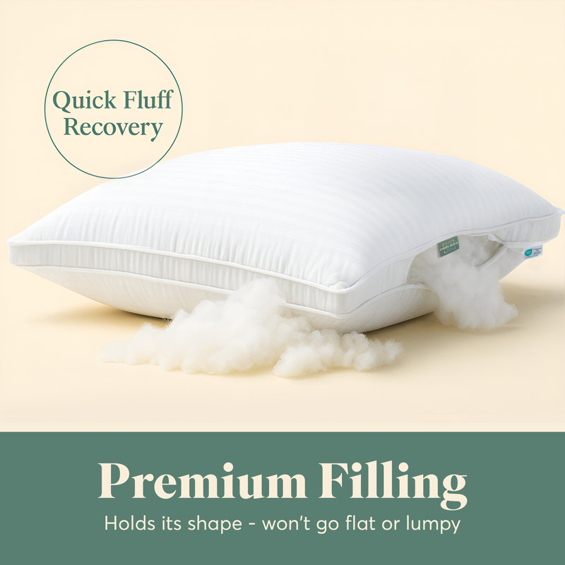  Down Alternative Pillow for Sleeping — Soft Classic Comfort, 100% Cotton Cover, Breathable Pillow, Plush Fill, Shape Retaining for Back & Stomach Sleepers-Twin