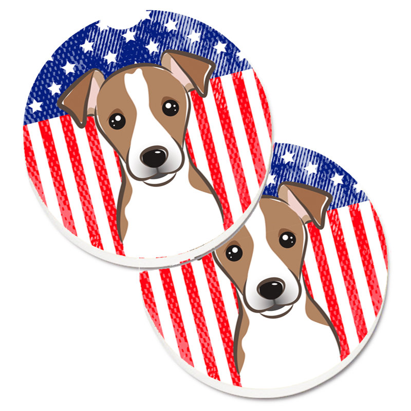 Sous-verre american flag, Jack Russell terrier noir