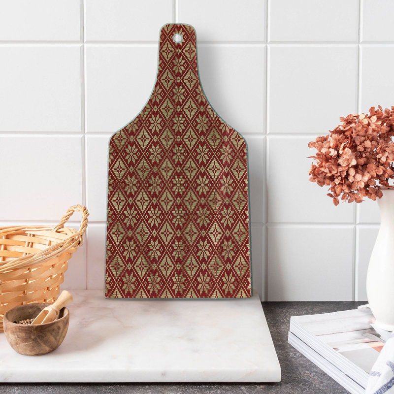 Ruby Beige Snowflake Pattern Tempered Glass Cutting Board
