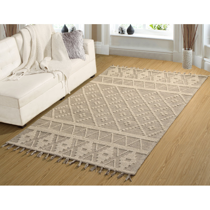 Tapis taupe en laine noué à la main Linden Boulevard, Rectangle 5 pi x 8 pi