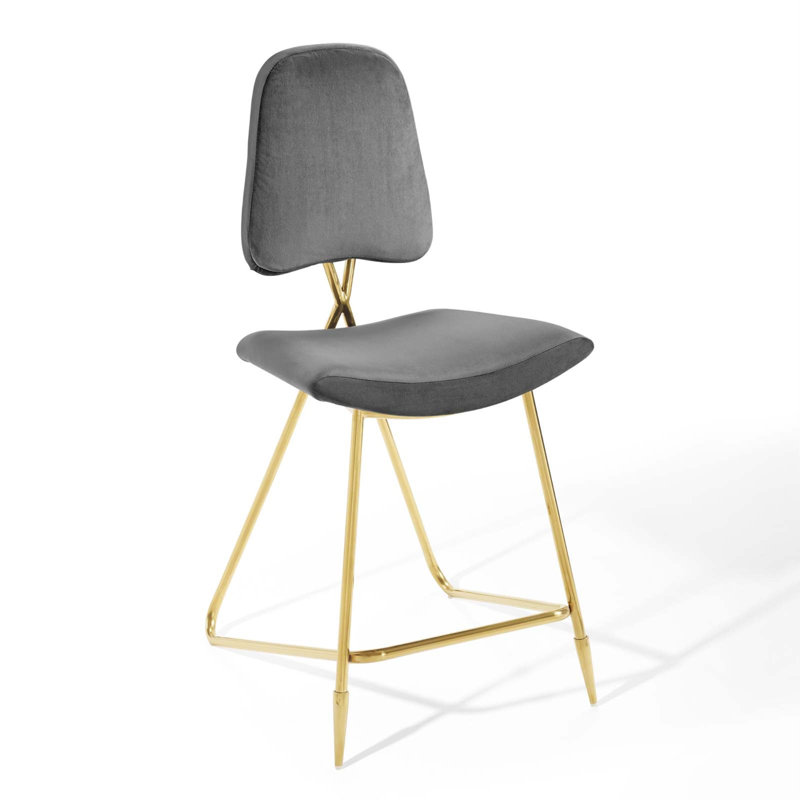 Ensemble de 2 tabourets de bar performance en velours Ponder par Modway, Gris