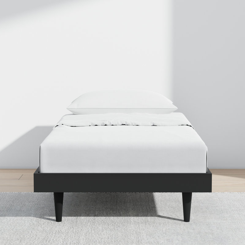 Wojcik Modern Wooden Bed Frame, Twin, Black