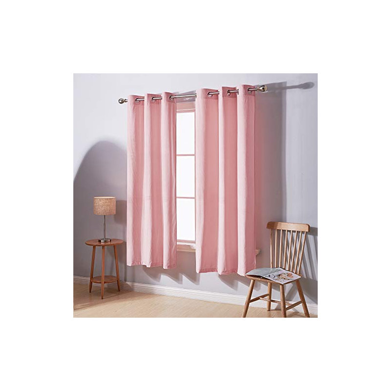 Room Darkening Curtain Pair, 38" W x 16" L, Pink