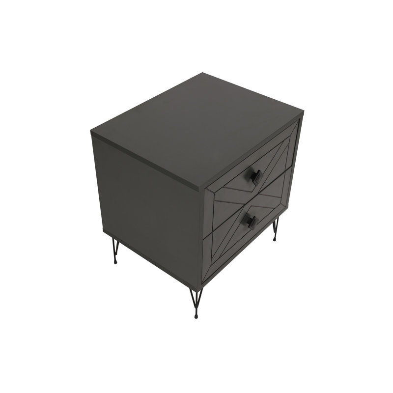 Chenoweth 50cm W Manufactured Wood Bedside Table, Anthracite