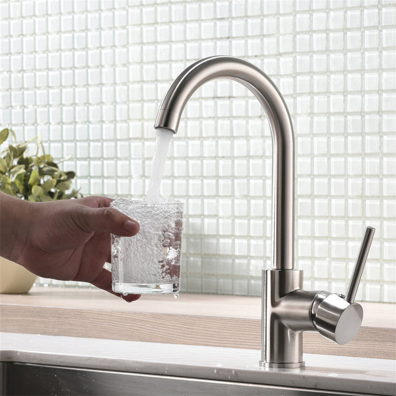 Kitchen Faucet Single Handle Stainless Steel,Commercial Single Hole Kitchen Sink Faucet,Modern One Hole Bar Sink Faucet