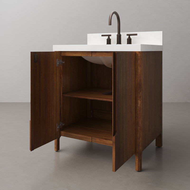 Sequoia 30 In. Single Sink Whitebrook Quartz Countertop Bath Vanity in Mango Wood With Chrome Faucet, Mango Wood
