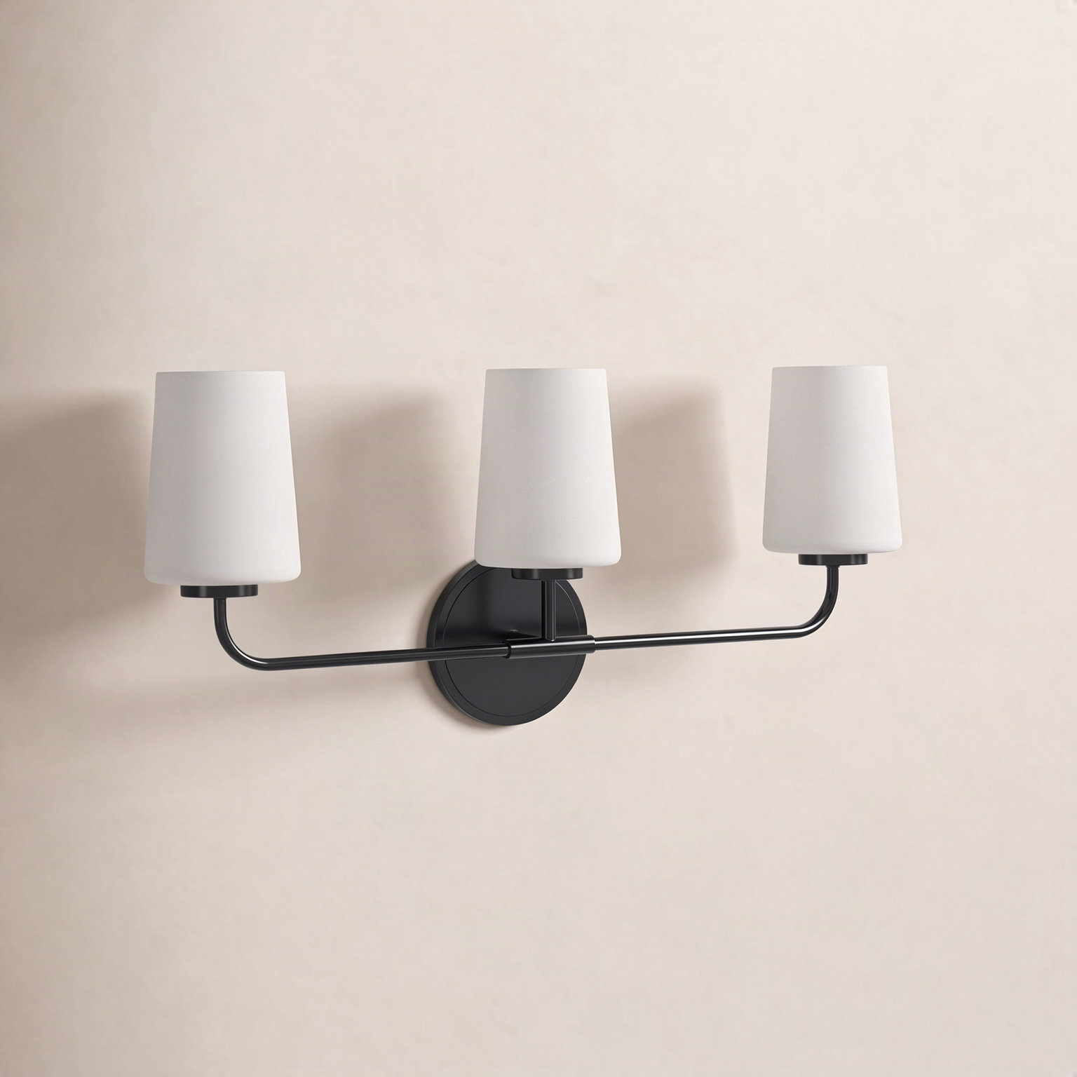 Fitz 3 Light Frosted Dimmable Vanity Light, Black