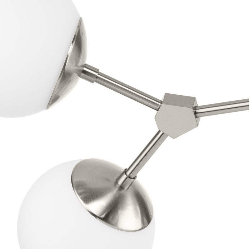 Lustre géométrique à 6 lumières Jervon, Nickel brossé