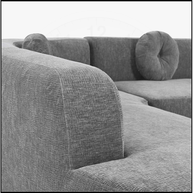 Canapé modulaire extra large Mirod de 122 po avec tissu doux, design incurvé élégant et mousse haute résilience pour le confort