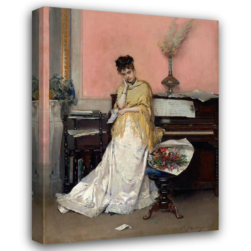 "Rêverie, la lettre" par Raimundo De Madrazo Y Garreta - Art mural sur toile tendue avec châssis, H 18 po x l 14 po