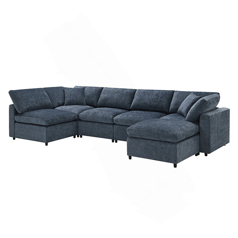Canapé modulaire composable Kierran, Chenille bleu