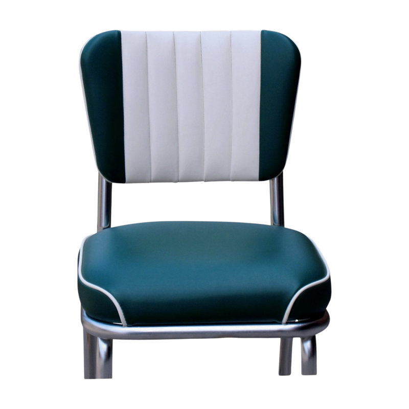 Retro Home Upholstered Channel Back Dining Chair, Green